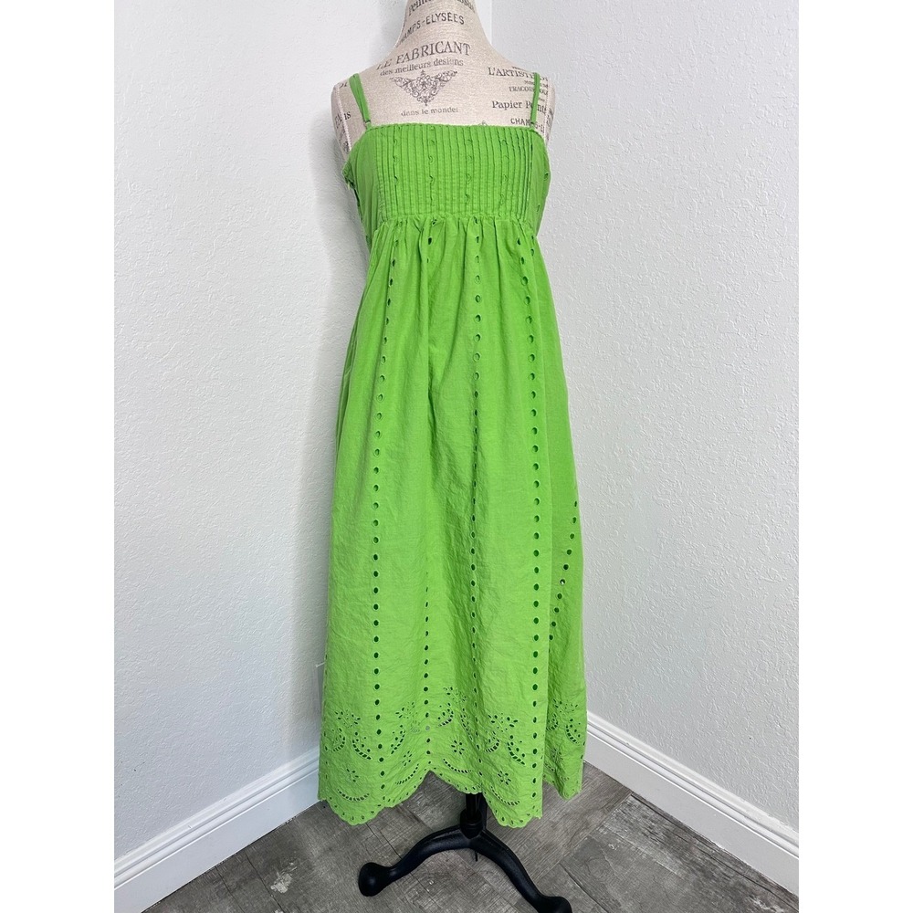 Slate & Willow Large Lime Green Eyelet  Midi Smocked /Scallop Dress Bodice - Picture 3 of 7